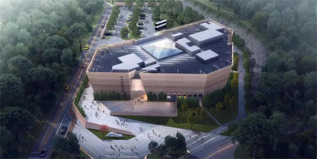 三門峽博物館設(shè)計(jì)以傾斜狀存在，整個(gè)河南博物館很少見